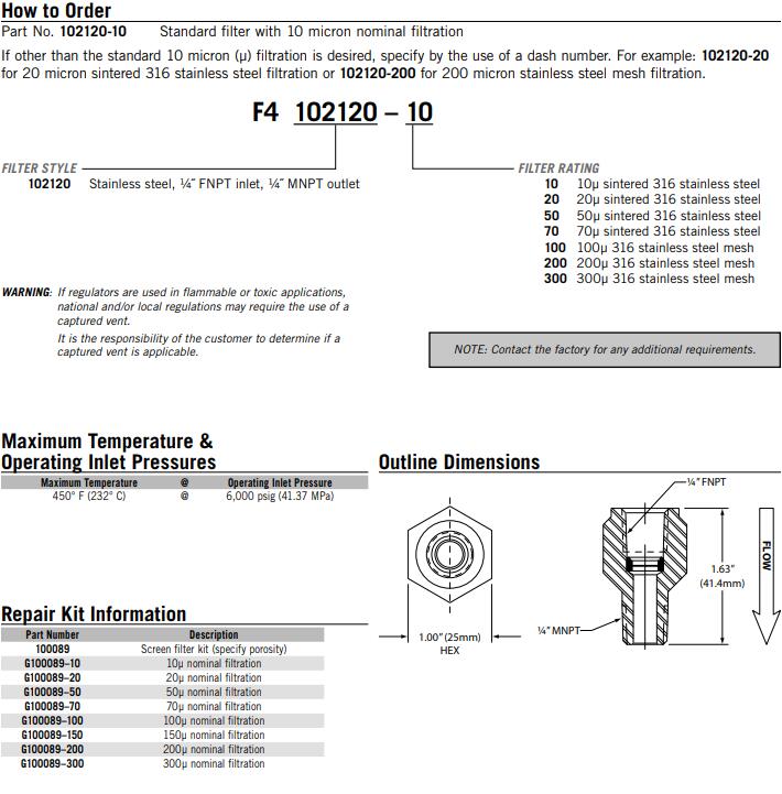 GO Regulator 過濾器 F4 102120